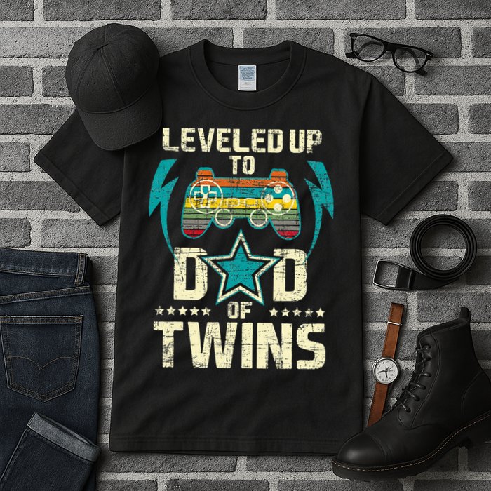Leveled Up To Dad Of Twins Twin Dad Father Of Twins Tall T-Shirt