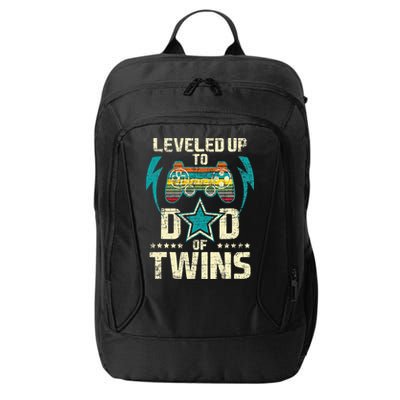 Leveled Up To Dad Of Twins Twin Dad Father Of Twins City Backpack