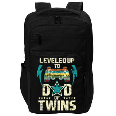 Leveled Up To Dad Of Twins Twin Dad Father Of Twins Impact Tech Backpack