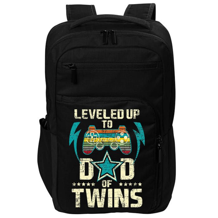 Leveled Up To Dad Of Twins Twin Dad Father Of Twins Impact Tech Backpack