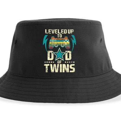 Leveled Up To Dad Of Twins Twin Dad Father Of Twins Sustainable Bucket Hat