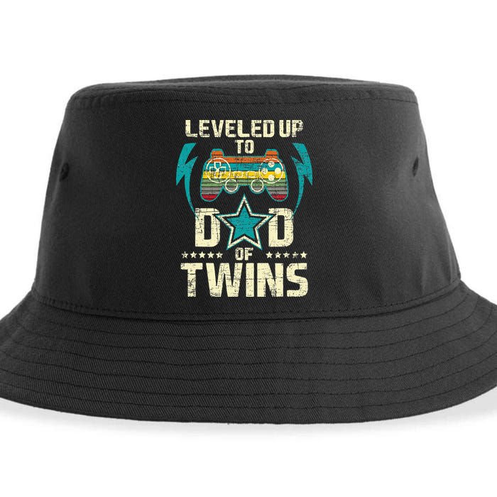 Leveled Up To Dad Of Twins Twin Dad Father Of Twins Sustainable Bucket Hat