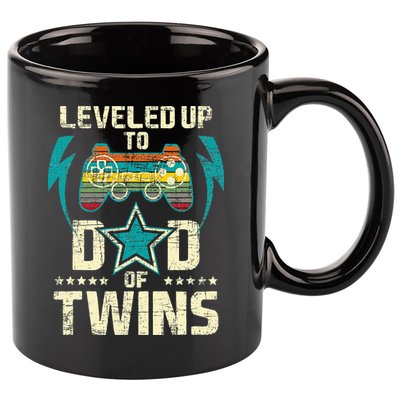 Leveled Up To Dad Of Twins Twin Dad Father Of Twins 11oz C Handle Ceramic Mug