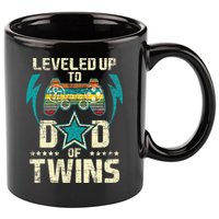 Leveled Up To Dad Of Twins Twin Dad Father Of Twins 11oz C Handle Ceramic Mug