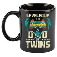Leveled Up To Dad Of Twins Twin Dad Father Of Twins 11oz C Handle Ceramic Mug