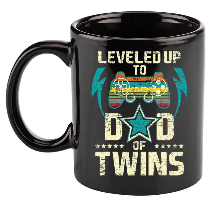 Leveled Up To Dad Of Twins Twin Dad Father Of Twins 11oz C Handle Ceramic Mug