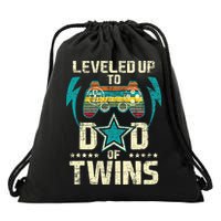 Leveled Up To Dad Of Twins Twin Dad Father Of Twins Drawstring Bag