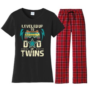 Leveled Up To Dad Of Twins Twin Dad Father Of Twins Women's Flannel Pajama Set