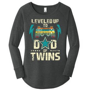 Leveled Up To Dad Of Twins Twin Dad Father Of Twins Women's Perfect Tri Tunic Long Sleeve Shirt