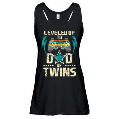 Leveled Up To Dad Of Twins Twin Dad Father Of Twins Ladies Essential Flowy Tank