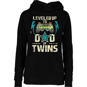 Leveled Up To Dad Of Twins Twin Dad Father Of Twins Womens Funnel Neck Pullover Hood