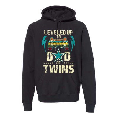 Leveled Up To Dad Of Twins Twin Dad Father Of Twins Premium Hoodie