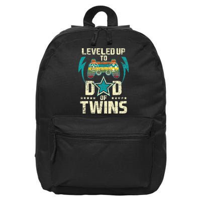 Leveled Up To Dad Of Twins Twin Dad Father Of Twins 16 in Basic Backpack