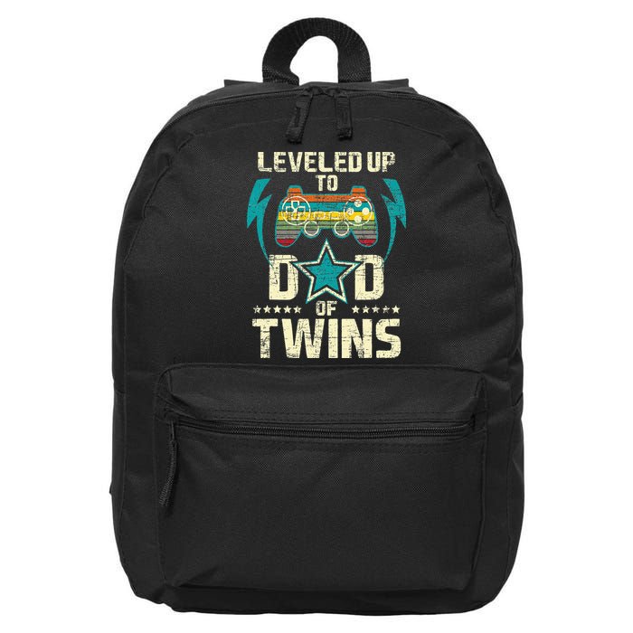 Leveled Up To Dad Of Twins Twin Dad Father Of Twins 16 in Basic Backpack