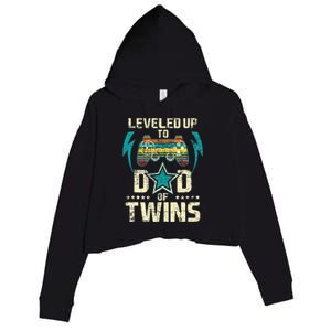 Leveled Up To Dad Of Twins Twin Dad Father Of Twins Crop Fleece Hoodie