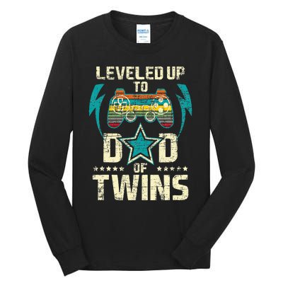 Leveled Up To Dad Of Twins Twin Dad Father Of Twins Tall Long Sleeve T-Shirt