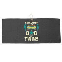 Leveled Up To Dad Of Twins Twin Dad Father Of Twins Large Microfiber Waffle Golf Towel