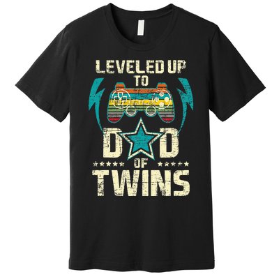 Leveled Up To Dad Of Twins Twin Dad Father Of Twins Premium T-Shirt