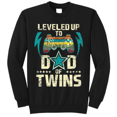 Leveled Up To Dad Of Twins Twin Dad Father Of Twins Tall Sweatshirt