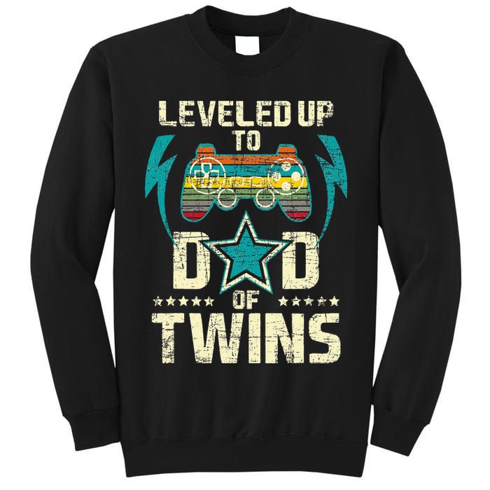 Leveled Up To Dad Of Twins Twin Dad Father Of Twins Tall Sweatshirt