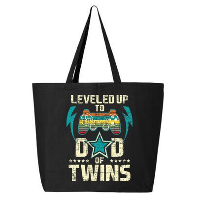 Leveled Up To Dad Of Twins Twin Dad Father Of Twins 25L Jumbo Tote
