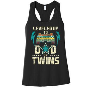 Leveled Up To Dad Of Twins Twin Dad Father Of Twins Women's Racerback Tank