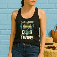 Leveled Up To Dad Of Twins Twin Dad Father Of Twins Womens Tank Top