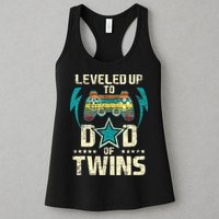 Leveled Up To Dad Of Twins Twin Dad Father Of Twins Womens Tank Top