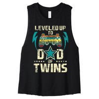 Leveled Up To Dad Of Twins Twin Dad Father Of Twins Women's Racerback Cropped Tank