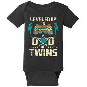 Leveled Up To Dad Of Twins Twin Dad Father Of Twins Baby Bodysuit