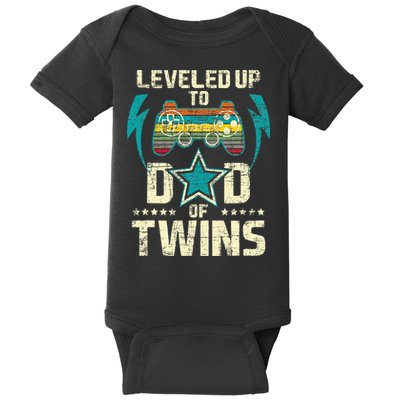 Leveled Up To Dad Of Twins Twin Dad Father Of Twins Baby Bodysuit