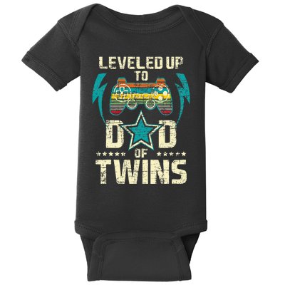 Leveled Up To Dad Of Twins Twin Dad Father Of Twins Baby Bodysuit