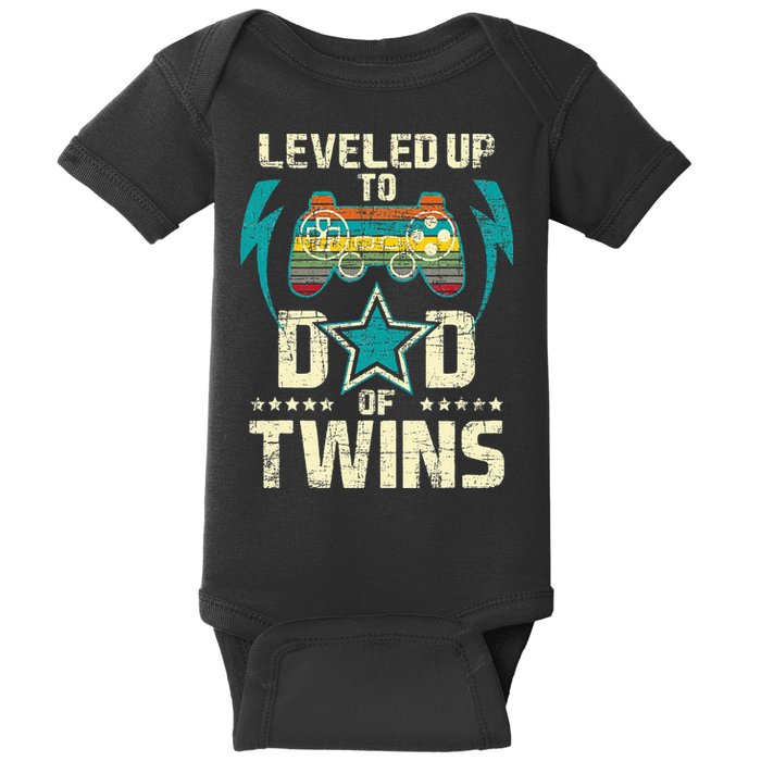 Leveled Up To Dad Of Twins Twin Dad Father Of Twins Baby Bodysuit