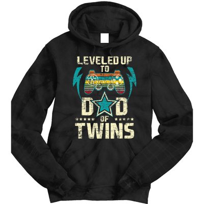 Leveled Up To Dad Of Twins Twin Dad Father Of Twins Tie Dye Hoodie