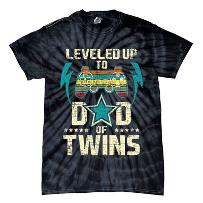Leveled Up To Dad Of Twins Twin Dad Father Of Twins Tie-Dye T-Shirt
