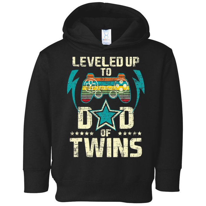 Leveled Up To Dad Of Twins Twin Dad Father Of Twins Toddler Hoodie