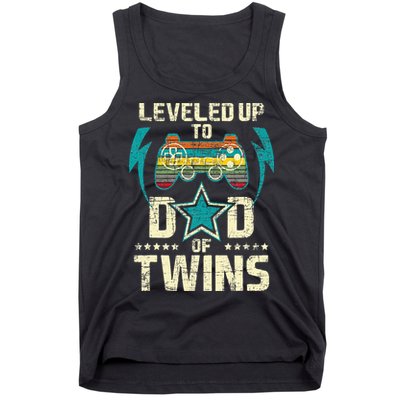Leveled Up To Dad Of Twins Twin Dad Father Of Twins Tank Top