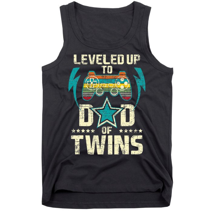 Leveled Up To Dad Of Twins Twin Dad Father Of Twins Tank Top