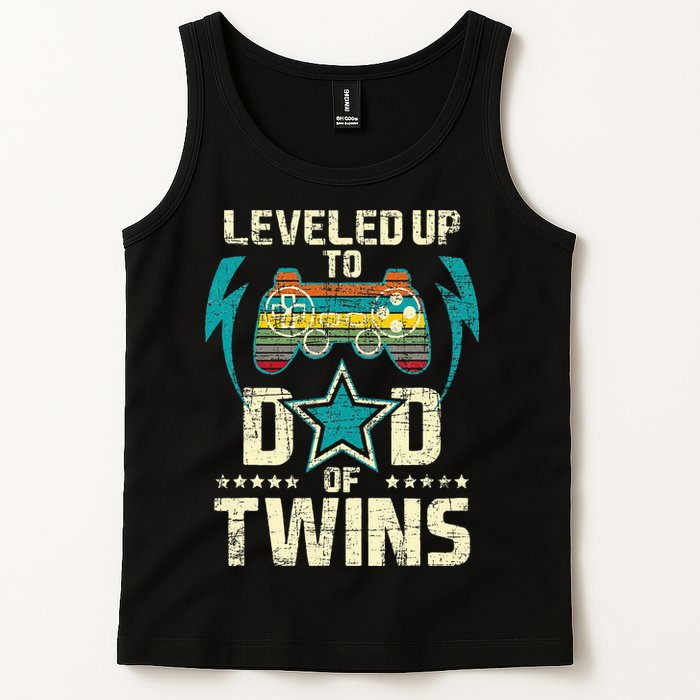 Leveled Up To Dad Of Twins Twin Dad Father Of Twins Tank Top