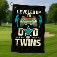 Leveled Up To Dad Of Twins Twin Dad Father Of Twins Golf Towel