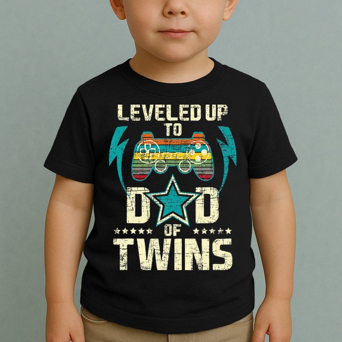 Leveled Up To Dad Of Twins Twin Dad Father Of Twins Toddler T-Shirt