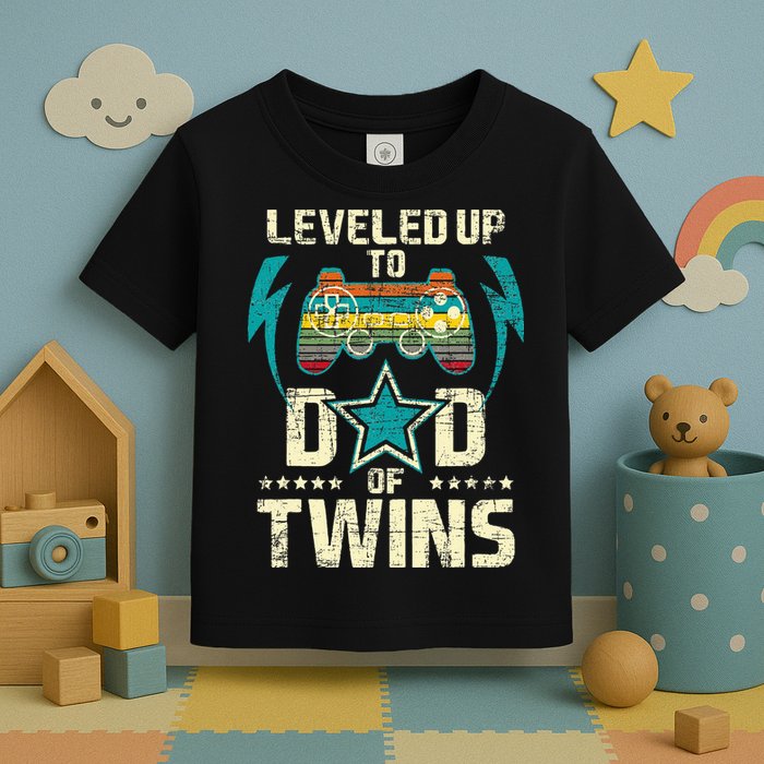 Leveled Up To Dad Of Twins Twin Dad Father Of Twins Toddler T-Shirt