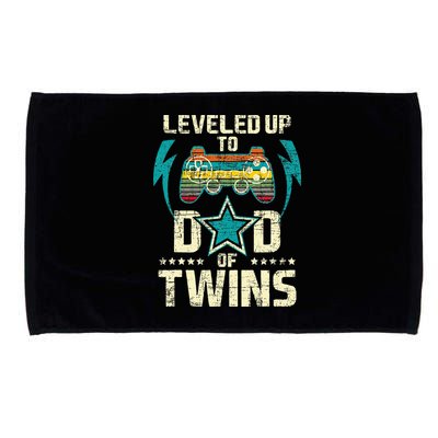 Leveled Up To Dad Of Twins Twin Dad Father Of Twins Microfiber Hand Towel