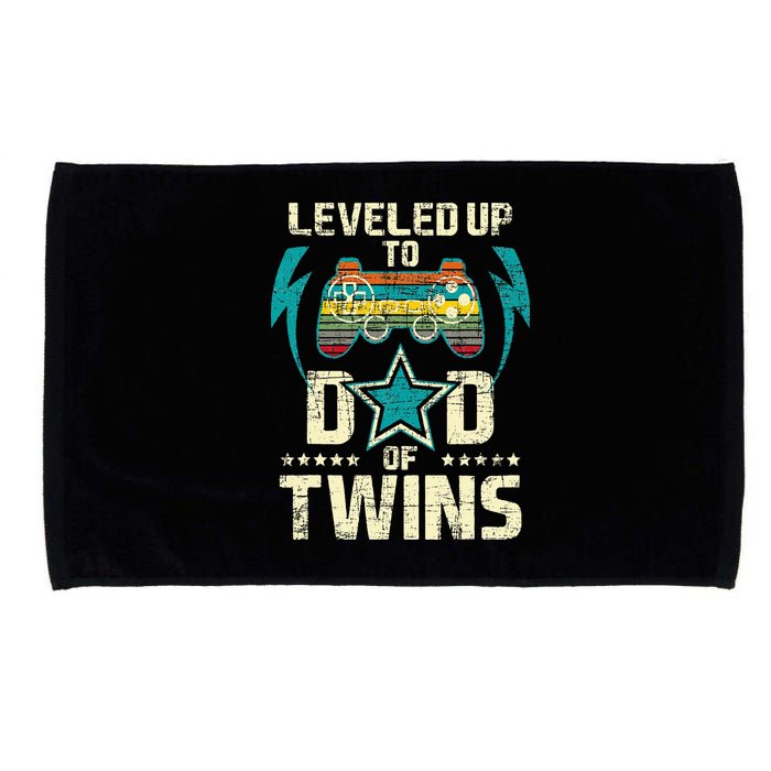 Leveled Up To Dad Of Twins Twin Dad Father Of Twins Microfiber Hand Towel