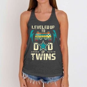 Leveled Up To Dad Of Twins Twin Dad Father Of Twins Women's Knotted Racerback Tank