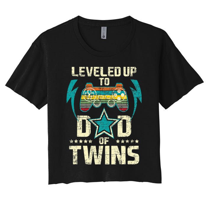 Leveled Up To Dad Of Twins Twin Dad Father Of Twins Crop Top