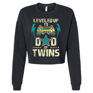 Leveled Up To Dad Of Twins Twin Dad Father Of Twins Cropped Pullover Crew