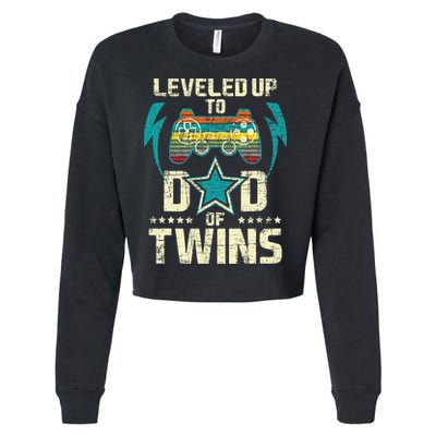 Leveled Up To Dad Of Twins Twin Dad Father Of Twins Cropped Pullover Crew