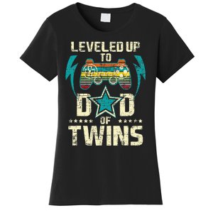 Leveled Up To Dad Of Twins Twin Dad Father Of Twins Women's T-Shirt