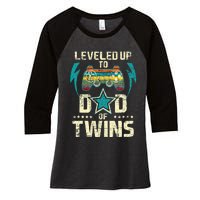 Leveled Up To Dad Of Twins Twin Dad Father Of Twins Women's Tri-Blend 3/4-Sleeve Raglan Shirt